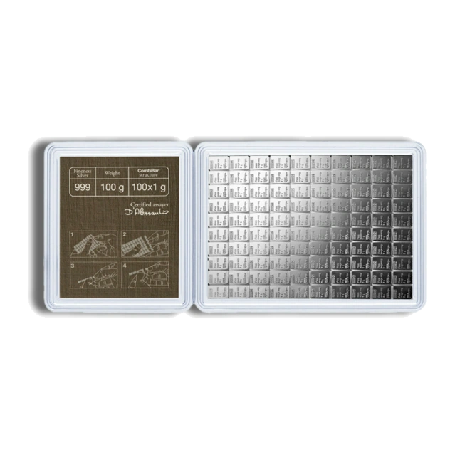 Valcambi Silver CombiBar — 100 × 1 Gram (In Assay) — representative image