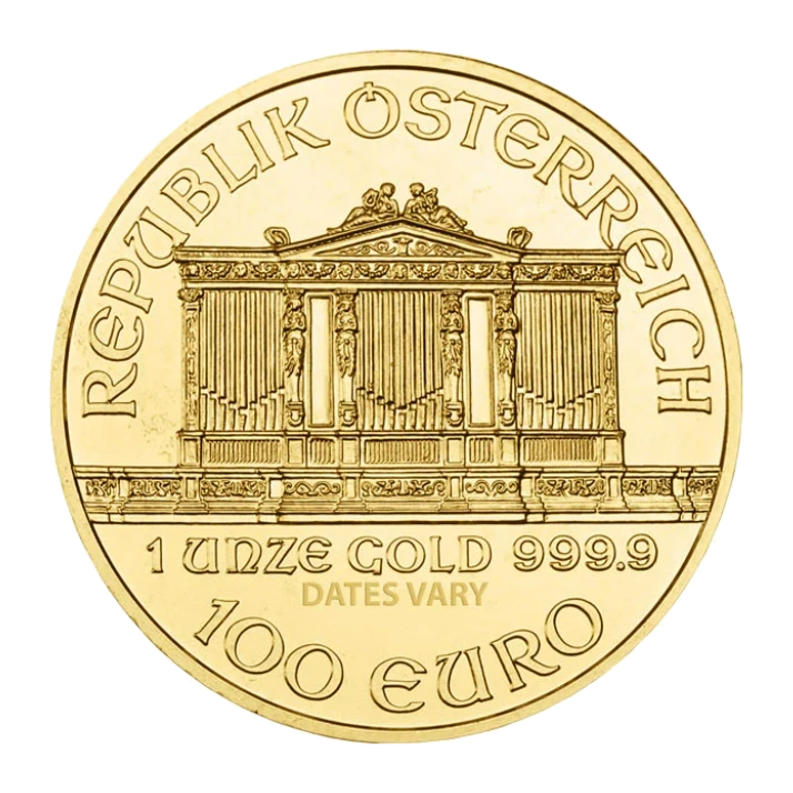 Vienna Philharmonic Gold 1 Ounce Bullion Coin — Year Varies — obverse, representative image