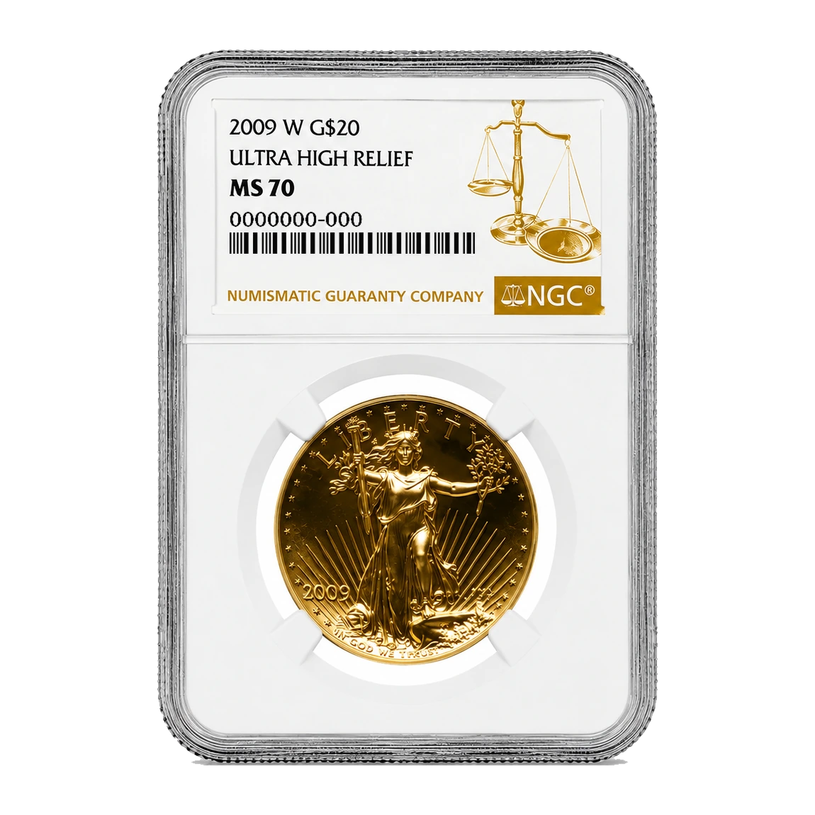 2009 Ultra High Relief Double Eagle One Ounce Gold Coin — Mint State 70 — representative image