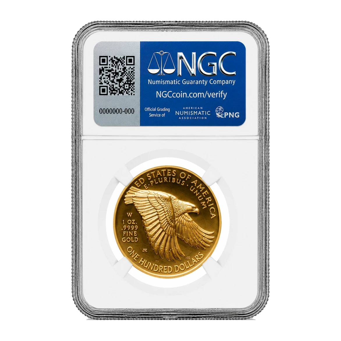 2015 American Liberty High Relief One Ounce Gold Coin — Mint State 70 — reverse of the holder, representative image
