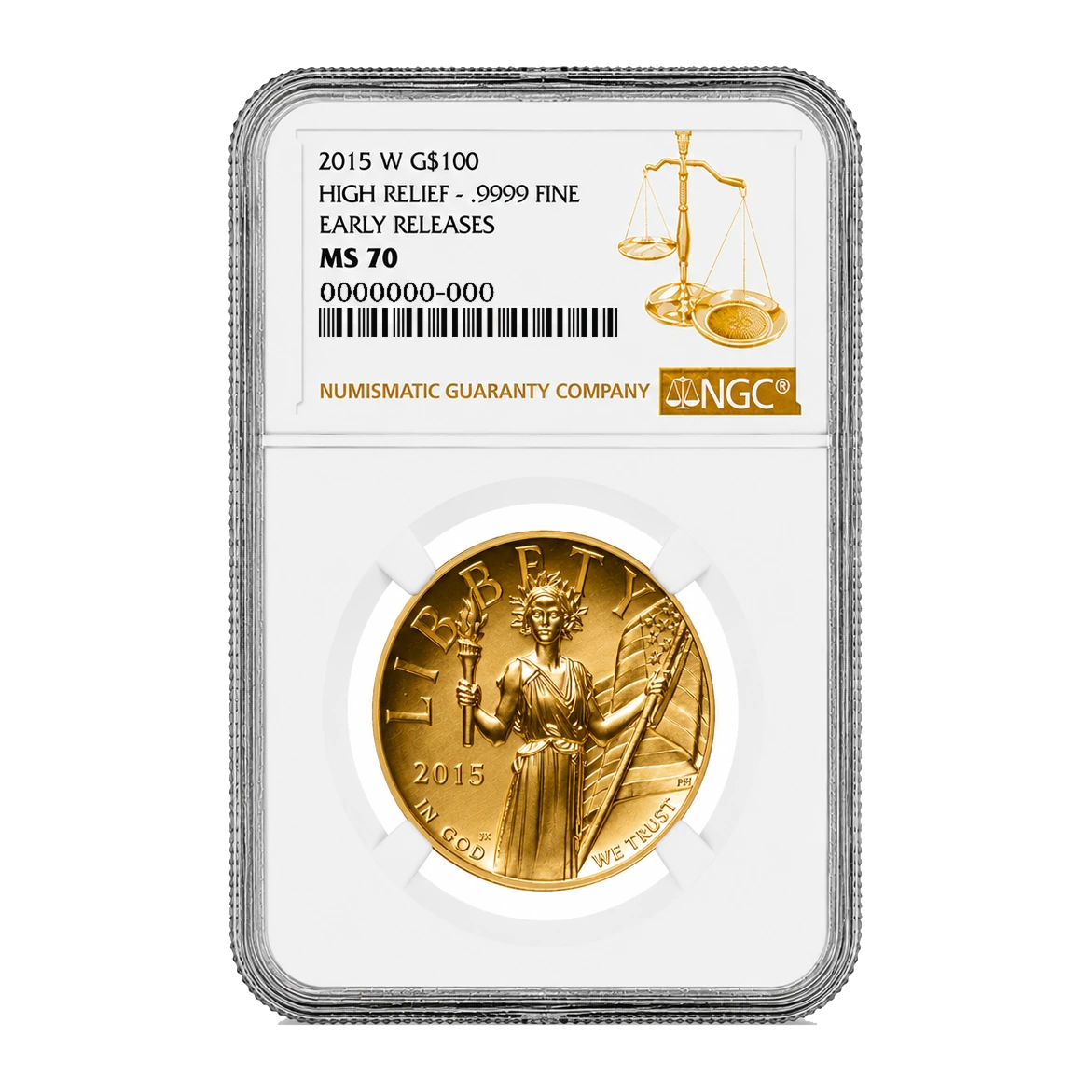 2015 American Liberty High Relief One Ounce Gold Coin — Mint State 70 — representative image