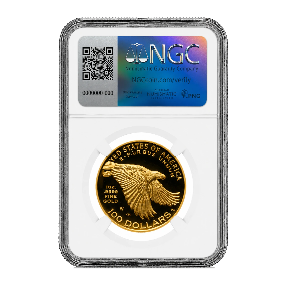 2017 American Liberty High Relief One Ounce Gold Proof Coin — Proof 70 — reverse of the holder, representative image