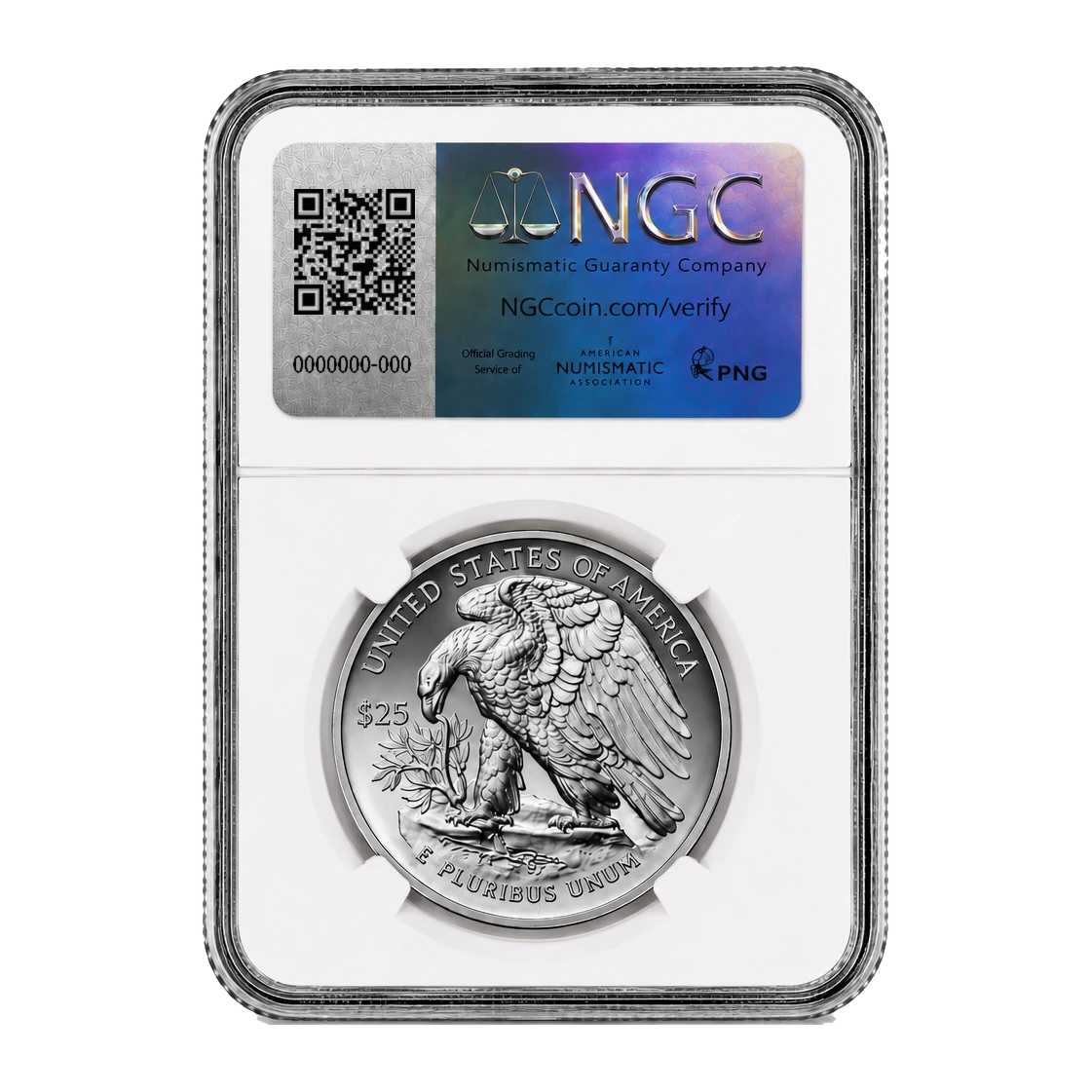 2018 American Eagle One Ounce Palladium Proof Coin — Proof 70 — reverse of the holder, representative image