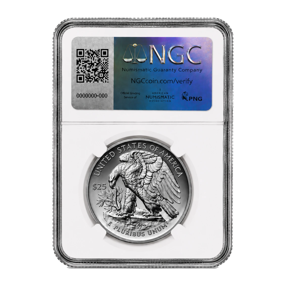 2021 American Eagle One Ounce Palladium Proof Coin — Proof 70 — reverse of the holder, representative image