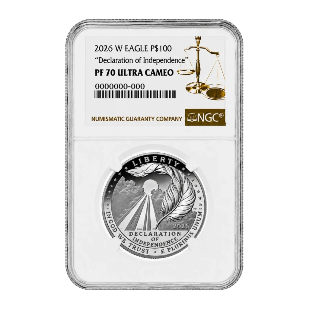 2026 Charters of Freedom Declaration of Independence One Ounce Platinum Proof Coin — Proof 70 — representative image